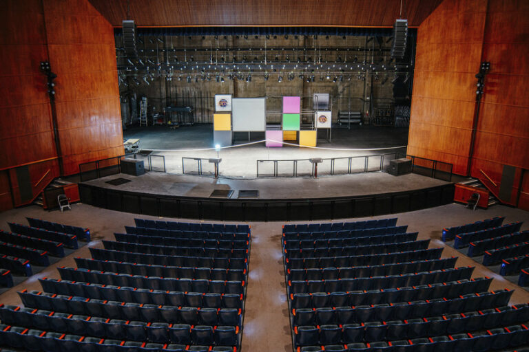 New orchestra pit lift, new stage flooring, new mid-bridge, new smoke vents and new fire alarm and a motorized orchestra pit