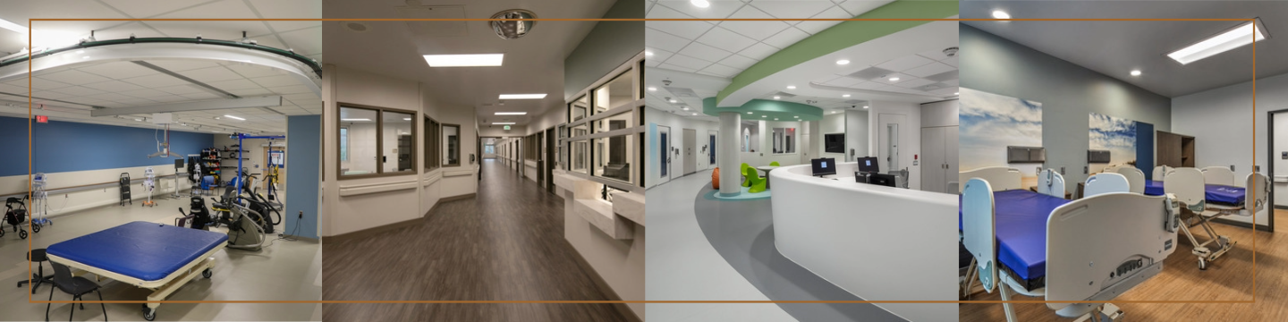 Project photos including photos of completed behavioral health facilities.